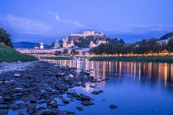 Idylliczny Panoramiczny Krajobraz Miasta Salzburg Lecie — Zdjęcie stockowe