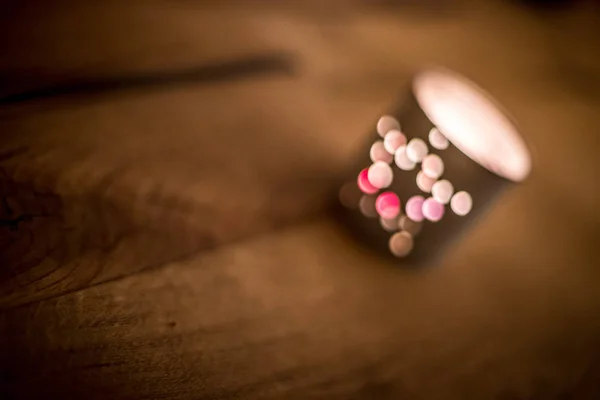 One Candle Flame Light Night Bokeh Lights — 스톡 사진