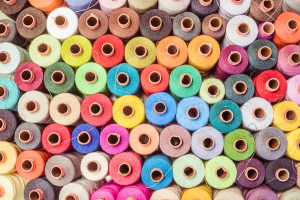 Variety Colorful Sewing Threads Birds Eye — Stock fotografie