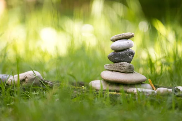 Primer Plano Del Cairn Piedra Metáfora Del Equilibrio Espiritualidad Relajación —  Fotos de Stock