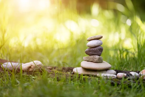 Primo Piano Pietra Cairn Metafora Equilibrio Spiritualità Relax — Foto Stock