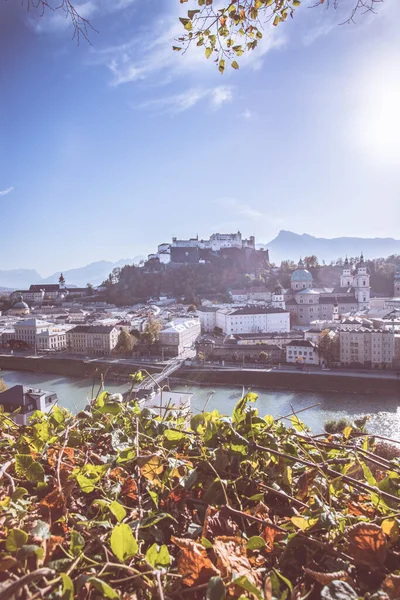 Salisburgo Centro Storico Autunno Foglie Colorate Colori Con Sole Austria — Foto Stock