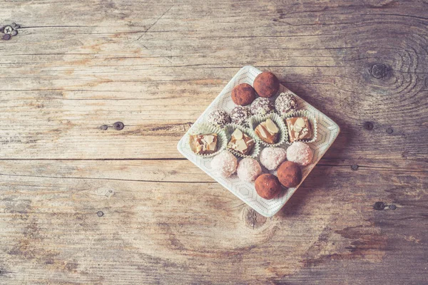 Closeup Variety Traditional European Homemade Christmas Cookies Rustic Wooden Desk — Stock Photo, Image