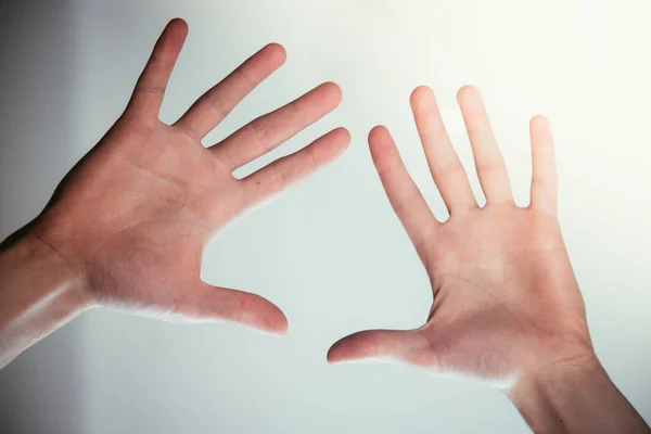 Young Male Hands Making Healing Protecting Gesture — Stock Photo, Image