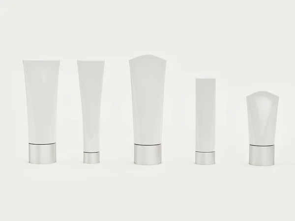 Cosmetic Hero Product Tourné Plusieurs Tubes Sur Fond Blanc Neutre — Photo