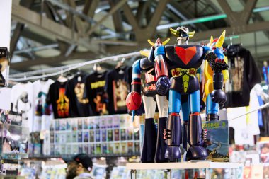 Satılık Milan, İtalya - 8 Mart 2019 Cartoomics Comic Con figürler toplama ve eylem rakamlar