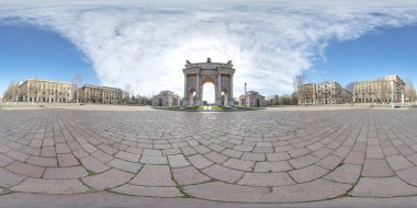 Milan, İtalya - 13 Mart 2019 Arco della Pace - barış Arch - içinde bir