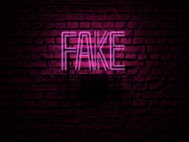 Sahte Haber Neon İşareti renk - İllüstrasyon Bilgisayar Render - İllüstrasyon