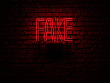Sahte Haber Neon İşareti renk - İllüstrasyon Bilgisayar Render - İllüstrasyon
