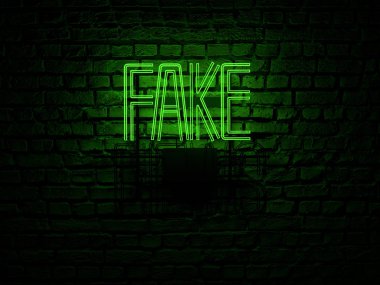 Sahte Haber Neon İşareti renk - İllüstrasyon Bilgisayar Render - İllüstrasyon