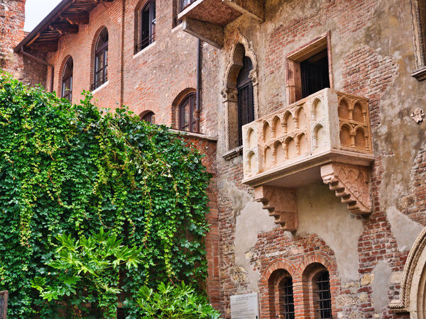 Balcony of Juliet's house in Verona seen from the inner courtyard.