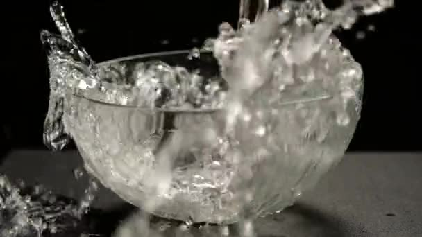 Flowing Water Black Background Slow Motion — Stock Video