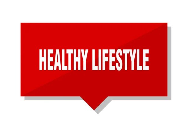 Gesunder Lebensstil Rotes Quadrat Preisschild — Stockvektor