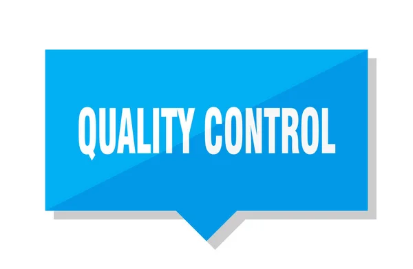 Quality Control Blue Square Price Tag — Stock Vector