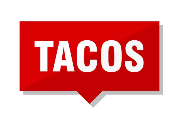 Tacos Red Square Price Tag — Stock Vector