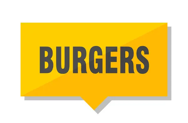 Burgers Yellow Square Price Tag — стоковый вектор