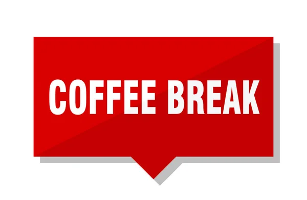 Coffee Break Red Square Price Tag — Stock Vector