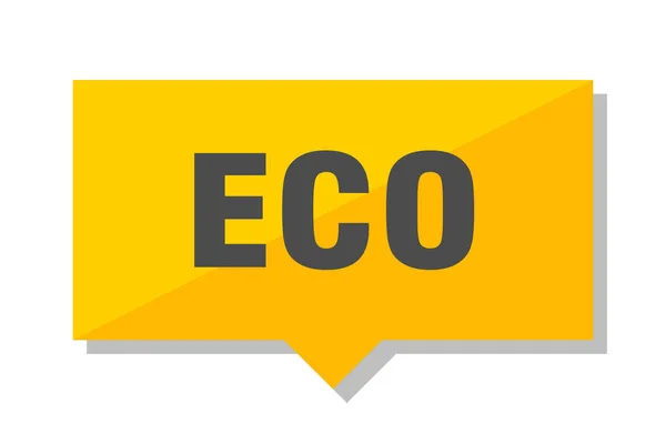 Eco Gelb Quadratisch Preisschild — Stockvektor