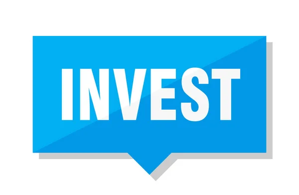 Investire Cartellino Blu Quadrato Prezzo — Vettoriale Stock