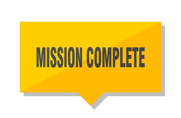 ミッション完了黄色い正方形価格のタグ — ストックベクタ