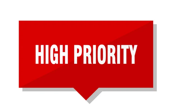 Etiqueta Quadrada Vermelha Alta Prioridade — Vetor de Stock