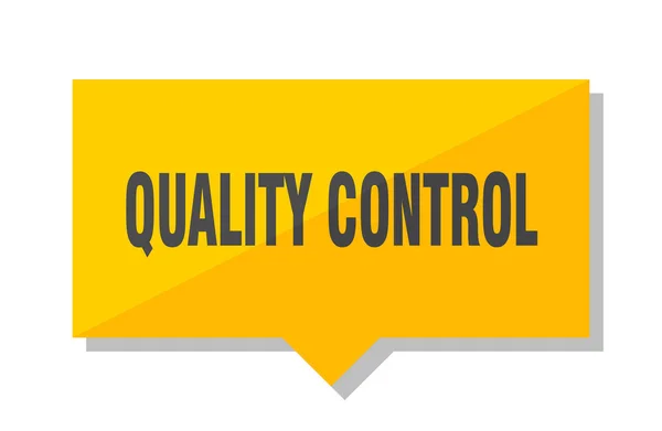 Quality Control Yellow Square Price Tag — Stock Vector