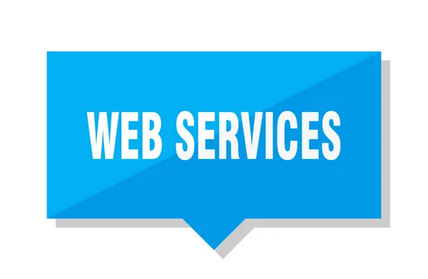 Servicios Web Precio Cuadrado Azul Etiqueta — Vector de stock