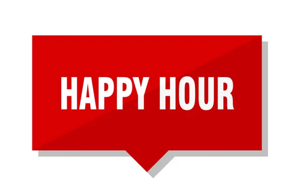 Happy Hour Rosso Cartellino Del Prezzo Quadrato — Vettoriale Stock