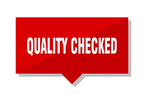 Quality Checked Red Square Price Tag — Stock Vector