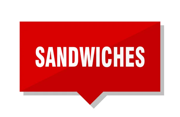 Sándwiches Rojo Cuadrado Precio Etiqueta — Vector de stock