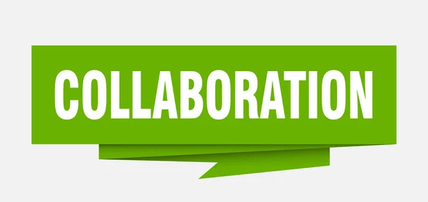 Segno Collaborazione Carta Collaborazione Origami Discorso Bolla Tag Collaborazione Banner — Vettoriale Stock