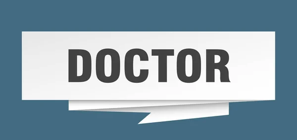 医生签字医生纸折纸讲话的气泡 医生标签 博士横幅 — 图库矢量图片