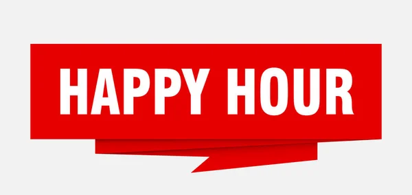 Sinal Happy Hour Happy Hour Papel Origami Discurso Bolha Etiqueta — Vetor de Stock
