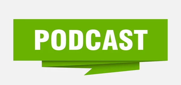 Podcast Işareti Podcast Kağıt Origami Konuşma Balonu Podcast Etiket Podcast — Stok Vektör
