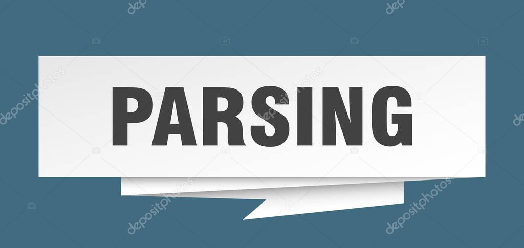 parsing sign. parsing paper origami speech bubble. parsing tag. parsing banner