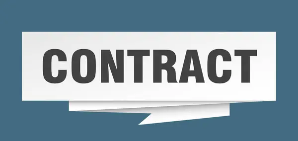 Firma Del Contrato Contrato Papel Origami Discurso Burbuja Etiqueta Contrato — Vector de stock