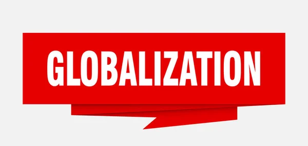 Signo Globalización Globalization Paper Origami Speech Bubble Etiqueta Globalización Banner — Archivo Imágenes Vectoriales