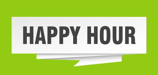 Happy Hour Sign Happy Hour Paper Origami Speech Bubble Happy — Stock Vector