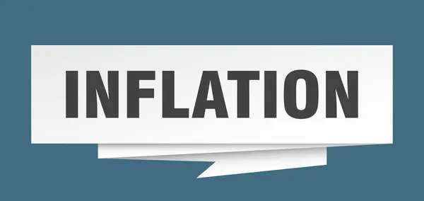 Signo Inflación Papel Inflado Origami Discurso Burbuja Etiqueta Inflación Banner — Archivo Imágenes Vectoriales