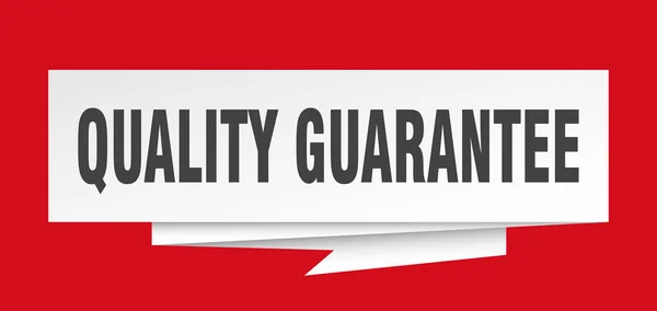 Sinal Garantia Qualidade Qualidade Garantia Papel Origami Fala Bolha Etiqueta —  Vetores de Stock