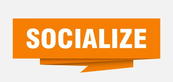 Socializar Signo Socializar Papel Origami Bolha Discurso Socializar Tag Socializar —  Vetores de Stock