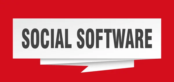 社会的なソフトウェアの標識です 社会的なソフトウェア紙折り紙吹き出し 社会的なソフトウェアのタグ 社会的なソフトウェアのバナー — ストックベクタ