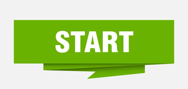 Startschild Papier Origami Sprechblase Starten Start Tag Startbanner — Stockvektor
