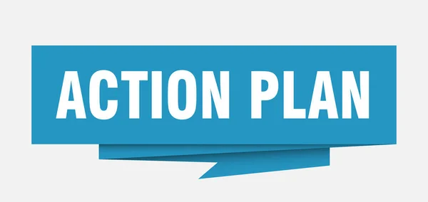 Plan Działania Znak Action Plan Papieru Origami Dymek Znacznik Plan — Wektor stockowy