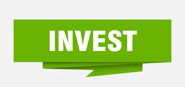 Inwestować Znak Inwestować Papieru Origami Dymek Inwestować Tag Inwestować Transparent — Wektor stockowy