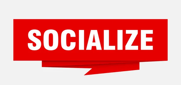 Socializzare Segno Socializzare Carta Origami Discorso Bolla Socializzare Tag Socializzare — Vettoriale Stock