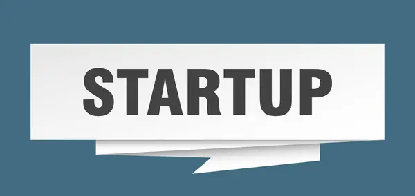 Startsignal Startup Papier Origami Sprechblase Startup Tag Startup Banner — Stockvektor