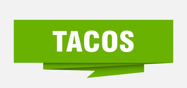 Señal Tacos Tacos Papel Origami Discurso Burbuja Etiqueta Tacos Banner — Archivo Imágenes Vectoriales