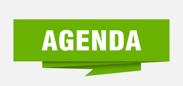 Agenda Ondertekenen Agenda Papieren Origami Tekstballon Agenda Label Agenda Banner — Stockvector