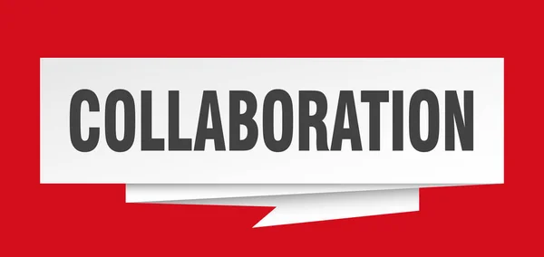 Samenwerking Teken Samenwerking Papieren Origami Tekstballon Samenwerking Label Samenwerking Banner — Stockvector
